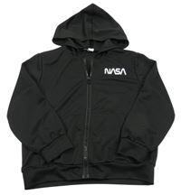 Černá propínací sportovní mikina s nápisem - NASA a kapucí SHEIN