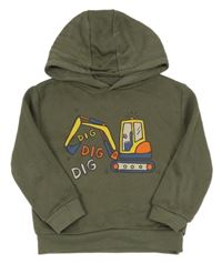 Tmavokhaki mikina s buldozerem a kapucí PRIMARK