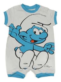 Bílo-modrý kraťasový overal se šmoulou H&M