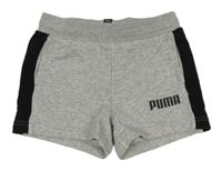 Šedo-černé teplákové kraťasy s logem Puma 