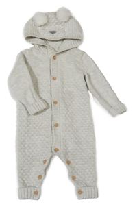 Světlešedá melírovaná vzorovaná vlněná kombinéza s kapucí s čumáčkem the little white company