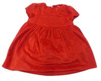 Červené sametové šaty s kytičkami Mothercare