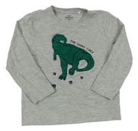 Šedé melírované triko s dinosaurem Topolino
