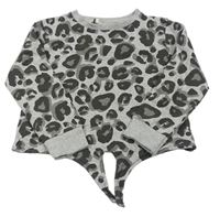 Šedá crop mikina s leopardím vzorem E-Vie