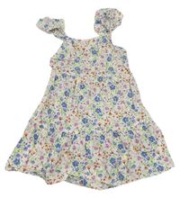 Bílo-modré lehké květované šaty Primark