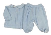 2set - Světlemodré sametové triko s límečkem + polodupky