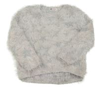Světlešedý chlupatý svetr s hvězdami H&M