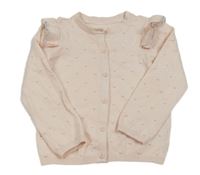 Růžový puntíkatý propínací svetr s volánky Mothercare