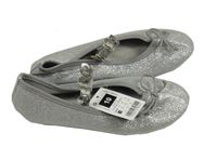 Nové - Stříbrné balerínky s motýly Dunnes vel. 28