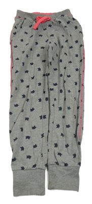 Šedé melírované tepláky s kočkami Kids