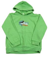 Zelená mikina s ptákem a kapucí AWDis