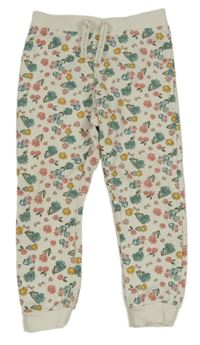 Smetanové květované tepláky Primark