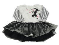 Světlešedo-černé bavlněno/tylové šay se srdíčky a mašlemi