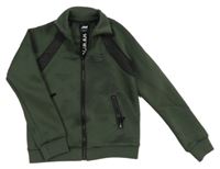 Khaki-černá thermo propínací mikina s nápisem