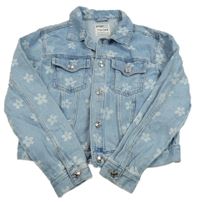 Modrá květovaná riflová crop bunda Page One Young