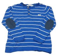 Modro-bílý pruhovaný lehký svetr s kapsou H&M