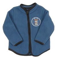 Modrá huňatá propínací mikina s nášivkou s králíkem Lupilu