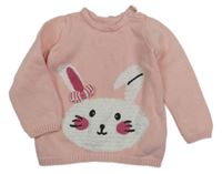 Růžový svetr s králíkem Mothercare