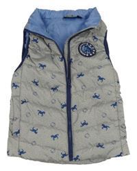 Šedá melírovaná šusťáková jezdecká vesta s koňmi Crane