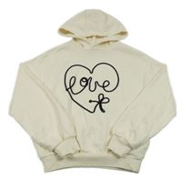 Krémová mikina se srdcem s nápisem a kapucí George