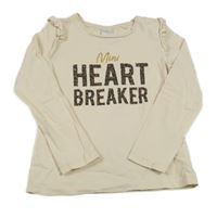 Béžové triko s nápisem a volánky C&A