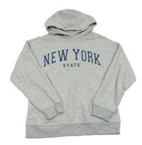 Šedá melírovaná mikina s nápisem a kapucí Primark