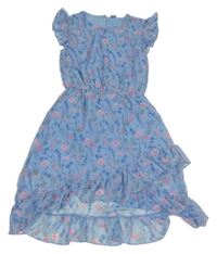 Modré květované šifonové šaty Y.F.K.