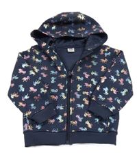 Tmavomodrá propínací mikina s jednorožci a kapucí Kiki&Koko