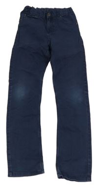 Tmavomodré plátěné kalhoty H&M