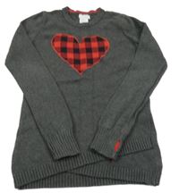 Tmavošedá svetrová tunika s kostkovaným srdcem Tahari