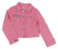 Růžová plátěná crop bunda s překlápěcími flitry Dopodopo