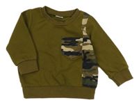 Khaki mikina s army vzorom a kapsou