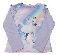Fialovo-duhové triko s koněm H&M