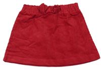 Červená manšestrová sukně s mašlí Dunnes