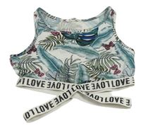 Zeleno-bílý crop top s listy shein