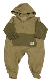 Hnědo-khaki tepláková kombinéza s kapucí Next