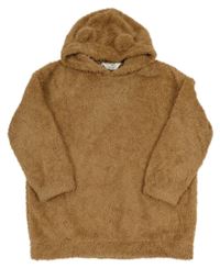 Hnědá chlupatá mikina s kapucí H&M
