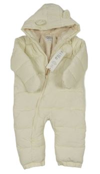 Nové - smetanová šusťáková zimní kombinéza s kapucí F&F