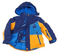 Modro-oranžová šusťáková funkční lyžařská bunda s příšerkou a kapucí Kiki&Koko