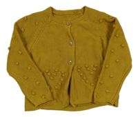 Okrový propínací svetr s 3D puntíky Tu