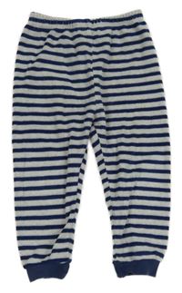 Šedo-tmavomodré pruhované sametové pyžamové kalhoty Impidimpi