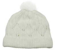 Bílá vzorovaná žinylková podšitá čepice s bambulí 