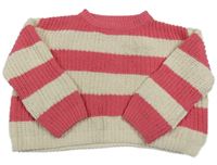 Růžovo-smetanový pruhovaný crop svetr Topolino