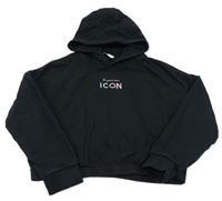 Černá crop mikina s nápisem a kapucí M&S