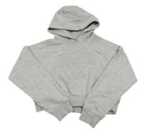 Šedá melírovaná crop mikina s nápisem a kapucí F&F