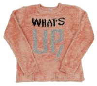 Růžová chlupatá mikina s nápisem 