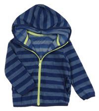 Tmavomodrá pruhovaná fleecová propínací mikina s kapucí Pocopiano