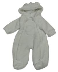 Bílá chlupatá kombinéza s kapucí shein