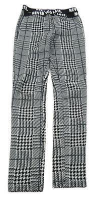 Černo-bílé kostkované legíny Shein