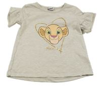 Světlebéžové melírované tričko se Simbou a volánkem George